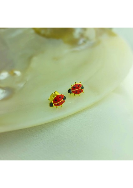 925 Ayar Gümüş Kırmızı Uğur Böceği Küpe modelleri