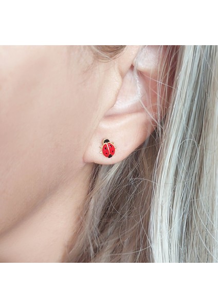 925 Ayar Gümüş Kırmızı Uğur Böceği Küpe fırsatları