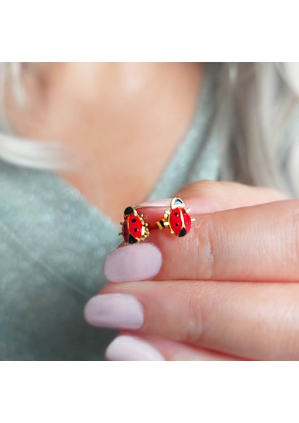 925 Ayar Gümüş Kırmızı Uğur Böceği Küpe indirimleri