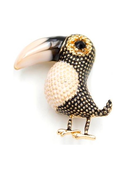 Tukan Kuşu Broş - Siyah