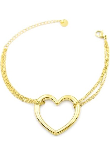 Zincir Kalp Bileklik - Altın