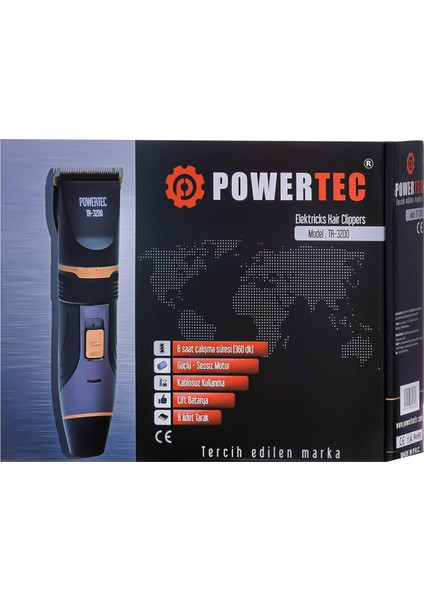 TR-3200 Profesyonel Şarjlı Saç Sakal Tıraş Makinesi + Caldion Erkek Deodorant 2 Adet