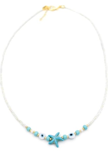 Boncuk Deniz Yıldzı Kolye - Beyaz fiyatları