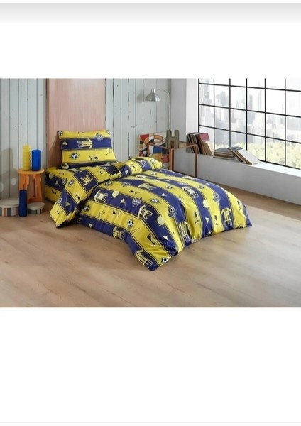 Tek Kişilik Taraftar Desen Nevresim Takımı +1 Adet Yastık Kılıfı
