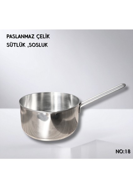 Paslanmaz Çelik Saplı Sosluk , Sütlük , 18CM / Büyük Boy