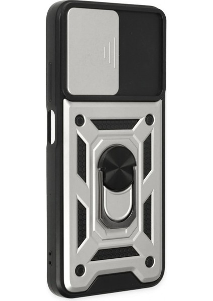 İEG Xiaomi Poco M5 Kılıf Pars Lens Yüzüklü Silikon - Gümüş fiyatları