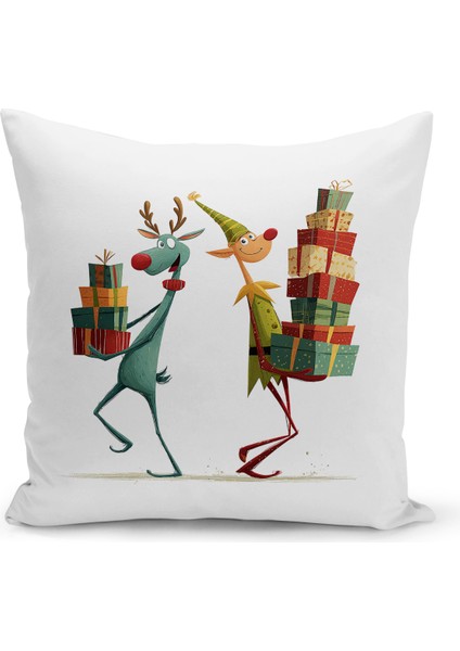 Yılbaşı Serisi Çift Tarafı Dijital Baskılı Kırlent Kılıfı (Christmas Noel Cushion Cover)