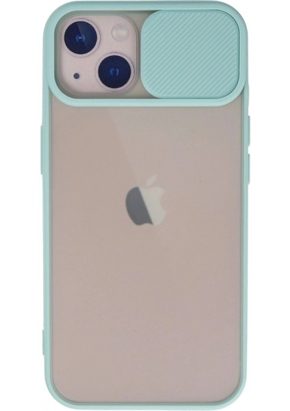 Ieg iPhone 13 Kılıf Palm Buzlu Kamera Sürgülü Silikon - Turkuaz