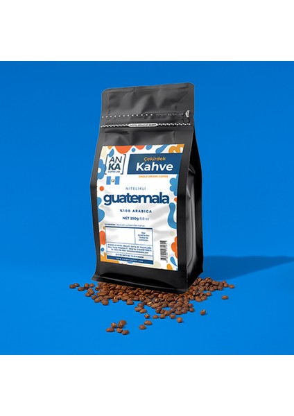Guatemala Nitelikli Kahve Çekirdeği 250 G %100 Arabica, Karamel ve Kakao Aromalı