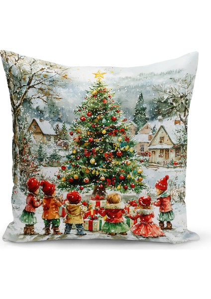 Yılbaşı Serisi Çift Tarafı Dijital Baskılı Kırlent Kılıfı (Christmas Noel Cushion Cover)