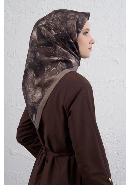 Çiçek Desenli Twill Ipek Eşarp -2025/2026 -9409D 82 modelleri