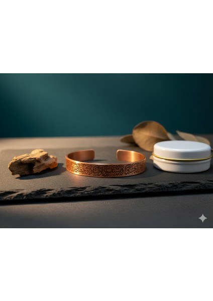 Özel Metal Kutu Da Enerji Dengeleyici Işlemeli Saf Bakır Bileklik Felak Suresi Kalın Bakır