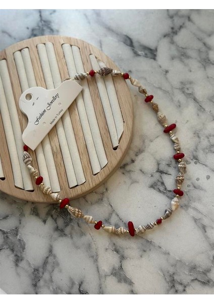 Deniz Kabuğu Kolye - Kırmızı