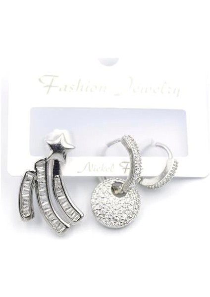 3'lü Yıldız Küpe - Gümüş