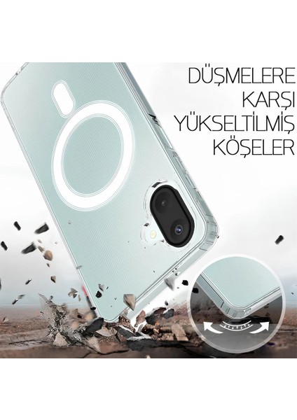 Samsung Galaxy A07 Kılıf Magsafe Özellikli Şeffaf Silikon Kapak indirimleri