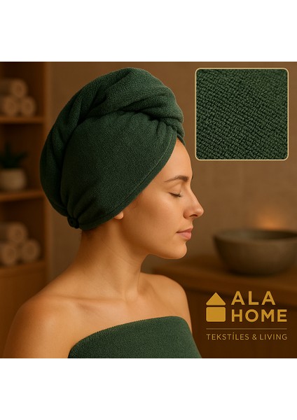 Bukle Düğme Lastikli Saç Kurutma Havlusu | Makyaj Bonesi |saç Kurutma Bonesi | %100 Pamuklu