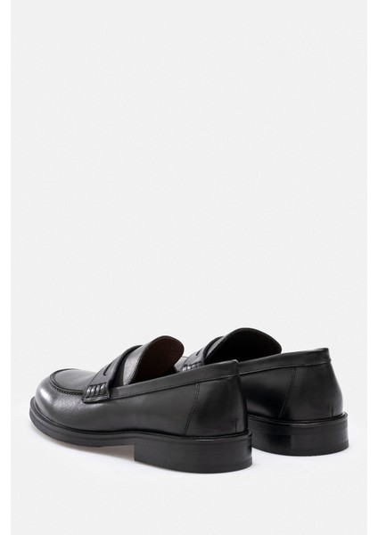 Siyah Hakiki Deri El Yapımı Penny Loafer Ekek Ayakkabı indirimleri