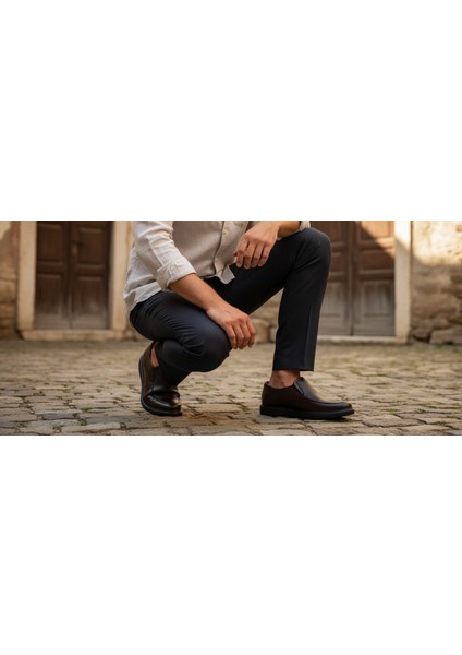 GR0433 Hakiki Deri Topuksuz Günlük Kullanım Rahat Hafif Eva Taban Delikli Casual Kahverengi Klasik Ayakkabı fiyatları