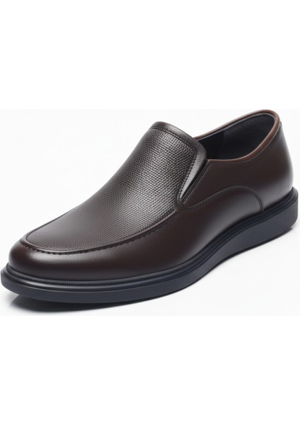 GR0433 Hakiki Deri Topuksuz Günlük Kullanım Rahat Hafif Eva Taban Delikli Casual Kahverengi Klasik Ayakkabı