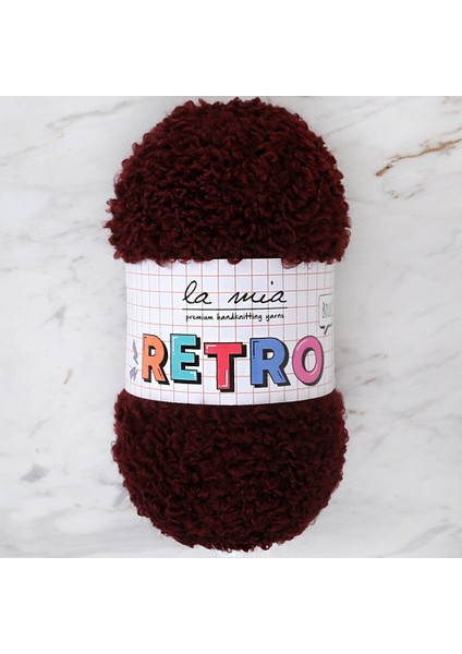 la mia retro koyu kahverengi el örgü ıpi - lm3201