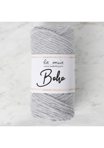 la mia boho açık gri büküm makrome ıpi - l044 - 34210