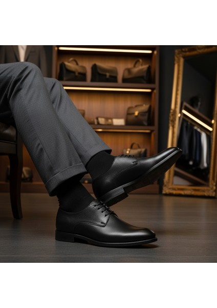 Hakiki Deri El Yapımı Siyah Erkek Ayakkabı