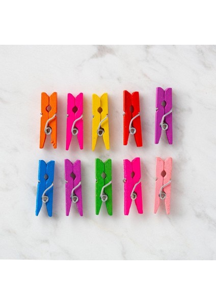 loren 10 lu karışık renk mini ahşap mandal