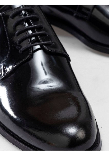 Kösele Taban Siyah Hakiki Rugan Deri El Yapımı Klasik Erkek Ayakkabı