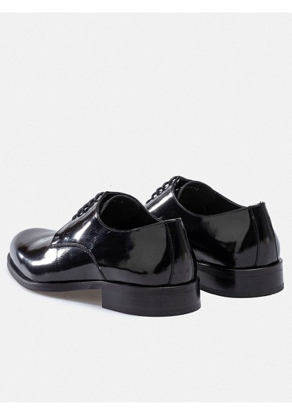 Kösele Taban Siyah Hakiki Rugan Deri El Yapımı Klasik Erkek Ayakkabı