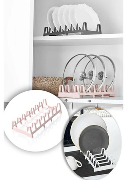 Tencere Kapağı Organizeri - 6 Bölmeli Tencere Kapak Rafı