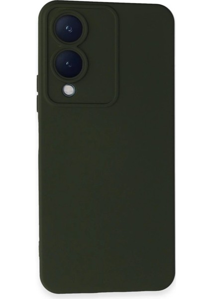 Newface Vivo Y17S Kılıf Nano Içi Kadife Silikon - Koyu Yeşil