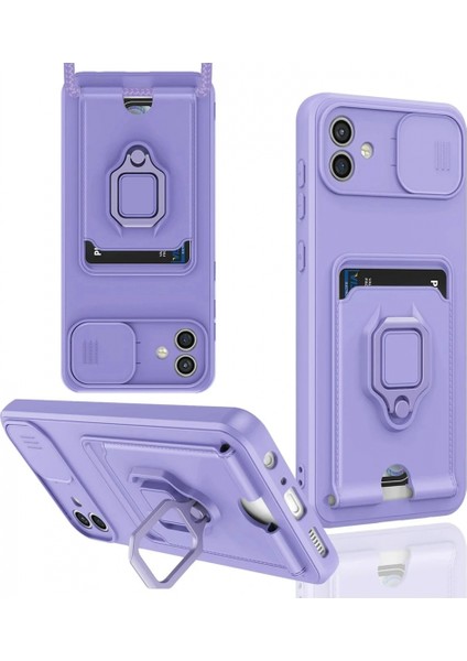 Ieg Samsung Galaxy A05 Kılıf Zuma Kartvizitli Yüzüklü Silikon - Lila