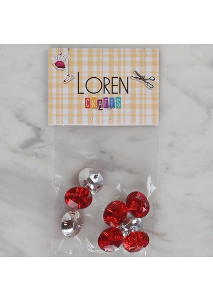 loren crafts kırmızı 8 li düğme - 240