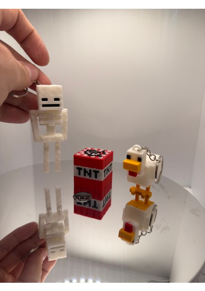 Minecraft Tarzı 3’lü Anahtarlık Seti – Iskelet + Tnt + Tavuk Figür fiyatları