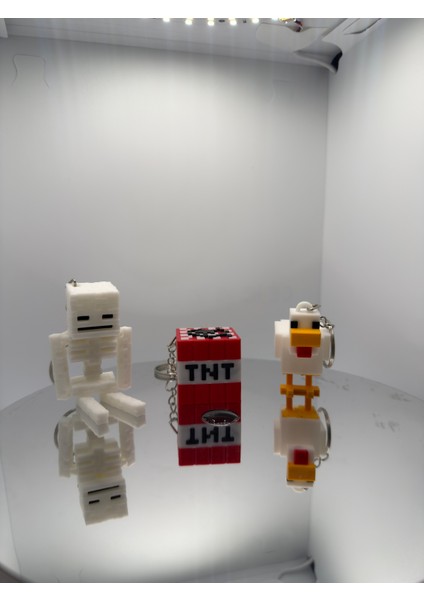 Minecraft Tarzı 3’lü Anahtarlık Seti – Iskelet + Tnt + Tavuk Figür fırsatları