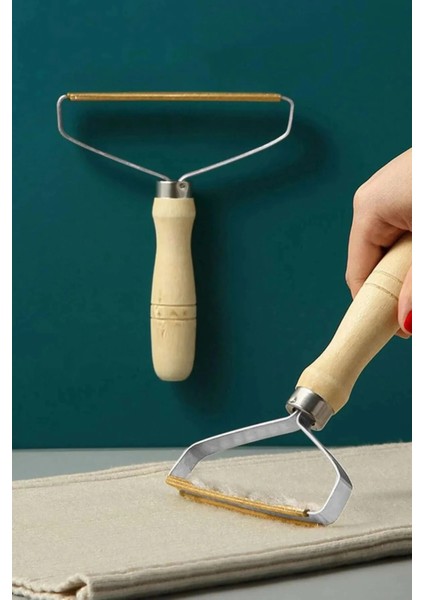 Ahşap Saplı Metal Kazak - Elbise - Halı Tüyü Temizleme Çift Taraflı Tüy Tiftik Toparlayıcı fırsatları