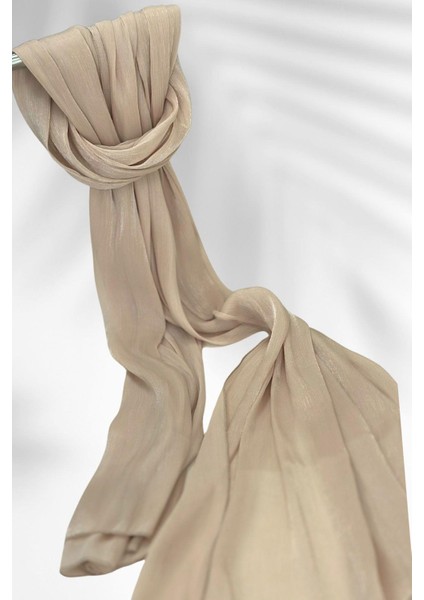 Saten Dokulu Janjan Abiye Şal 75X180CM Gold