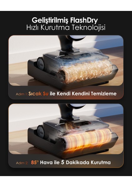 Floor One S9 Artist Steam Kablosuz Buharlı Akıllı Islak Kuru Süpürge, Zemin Temizleyici Paspas, 140°C Yüksek Isılı Hypersteam Buhar Teknolojisi, 22KPA Güçlü Emiş, iloop Akıllı Emiş