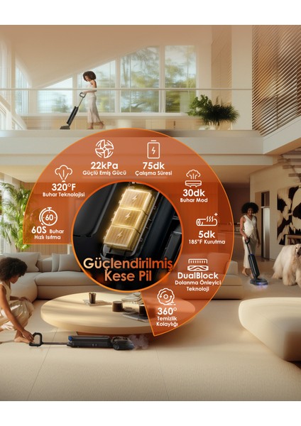 Floor One S9 Artist Steam Kablosuz Buharlı Akıllı Islak Kuru Süpürge, Zemin Temizleyici Paspas, 140°C Yüksek Isılı Hypersteam Buhar Teknolojisi, 22KPA Güçlü Emiş, iloop Akıllı Emiş