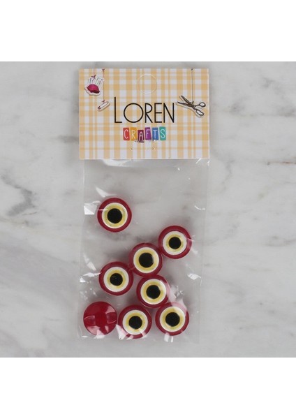 loren crafts kırmızı 8 li nazar boncuğu düğme - 16