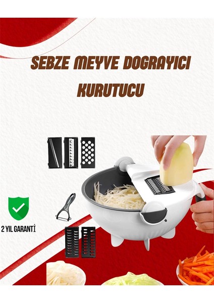 Süzgeçli Çok Fonksiyonlu Döner Rende ve Doğrayıcı
