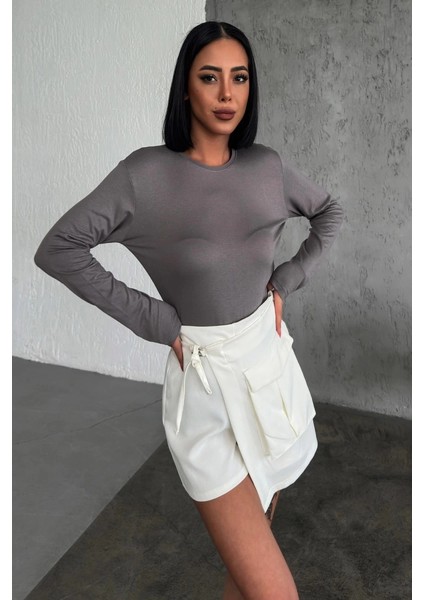 Rahat ve Şık Uzun Kollu Bisiklet Yaka Likralı Viskon Penye Body Füme modelleri