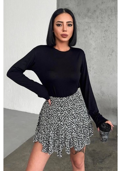 Rahat ve Şık Uzun Kollu Bisiklet Yaka Likralı Viskon Penye Body Siyah fiyatları