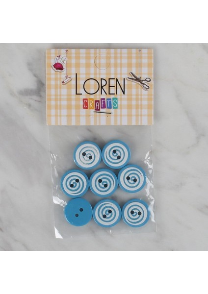 loren crafts mavi 8 li yuvarlak düğme - 453