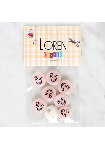 loren crafts 8'li gülen yüz düğme - 1024