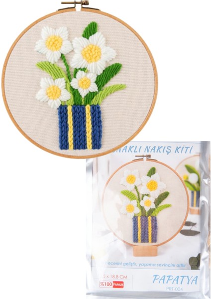 Nakış Kitleri Kasnaklı 13.5 x 18.8 cm Papatya