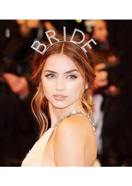 Bekarlığa Veda Boy Kristal Taşlı Gümüş Bride Taç Gelin Tacı 20X21 cm