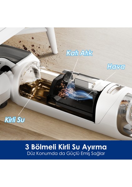 Floor One S6 Stretch Pro Kablosuz Akıllı Islak Kuru Süpürge, Zemin Temizleyici Paspas, 20KPA Güçlü Emiş, Hyperstretch 180° Yatırılabilir Tasarım, iloop Akıllı Emiş modelleri