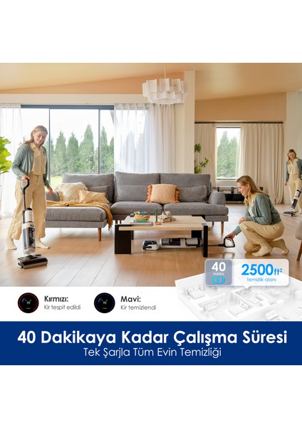 Floor One S6 Stretch Pro Kablosuz Akıllı Islak Kuru Süpürge, Zemin Temizleyici Paspas, 20KPA Güçlü Emiş, Hyperstretch 180° Yatırılabilir Tasarım, iloop Akıllı Emiş