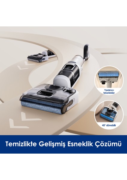 Floor One S6 Stretch Pro Kablosuz Akıllı Islak Kuru Süpürge, Zemin Temizleyici Paspas, 20KPA Güçlü Emiş, Hyperstretch 180° Yatırılabilir Tasarım, iloop Akıllı Emiş